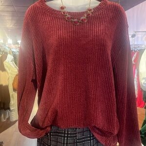 Zenana Outfitters Burgundy Knit Sweater